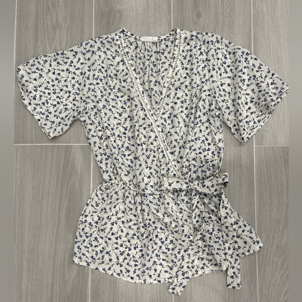 Sienna Sky Faux Wrap Peplum Blouse